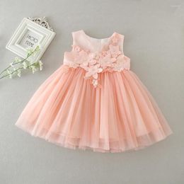 Girl Dresses 2023 Spring Baby Christening Gown White Tulle Infant Princess Baptism Dress Toddler Girls Party Pink Tutu