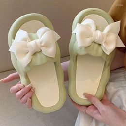 Slippers 2023 Womens Bow EVA Indoor Floor Soft Slipper Summer Bedroom Shoes Ladies Beach Flip Flops Fashion Slides