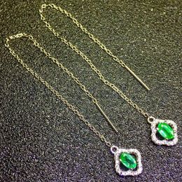 Dangle Earrings Natural Real Emerald Or Sapphire Drop Earring 925 Sterling Silver 0.25ct 2pcs Gemstone #J18042205