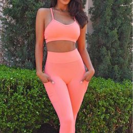 Active Sets Workout Clothes For Women Lycra Gym Womens Outfits Push Up Sport Scrunch Leggings Set 2023 Yoga Suit Fitness Orange