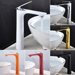 Basin Faucets Hot&Cold Tall Sink Mixer Bathroom Basin Tap Brass Gold/Chrome/White/Red/Black Bathroom Faucet Crane Sink Tap