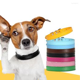 Dog Collars Affordable Comfort Solid Colour Dogs Cats PU Leather Collar Adjustable Pet Accessories For Small Puppy Supplies