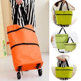 Shopping Trolley Bag Portable Oxford Foldable Tote bag Shopping Cart Reusable Grocery Bags Wheels Rolling Organizer269B