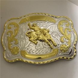 Western Cowboy Belt Buckle High Quality 145102mm 196g Golden Horse Rider Large Size Metal Buckles for Men Belt Accessories264F