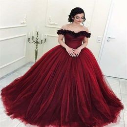 Princess Off The Shoulder Burgundy Prom Dresses Ball Gown African abendkleider Sweetheart Special Occasion Dresses For Evening Par251x