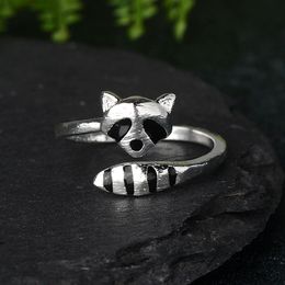 New cartoon animals cute delicate raccoon fox tail Jewellery ladies engagement wedding gift open ring