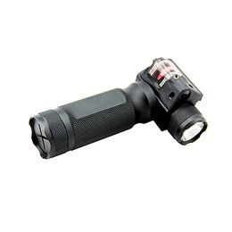 Tactical Gun Light Quick Detachable Vertical Grip LED Flashlight with Integrated Red Laser Hunting Weapon Light Aluminium