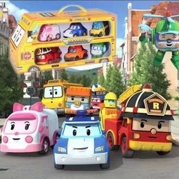 Transformation toys Robots 6 Styles Robocar Korea Robot Polis Car Transformation Toys Fire Truck Manual Deformation Kid Boys Gift For Children 230721