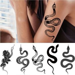 New Fashion Snake Temporary Tattoo Stickers Various Dark Tide Cool Flower Arm Death Snake Tattoo Stickers Waterproof Tattoo