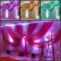 Special Offer 10ftx20ft sequin wedding backdrop curtain with swag backdrop wedding decoration romantic Ice silk stage curtains248v