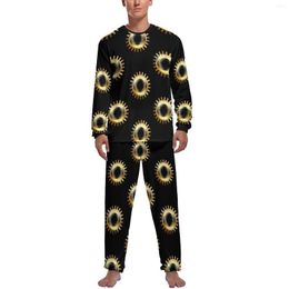 Men's Sleepwear Steampunk Print Pyjamas Spring Golden Gear Casual Man 2 Pieces Pattern Long Sleeve Cute Set