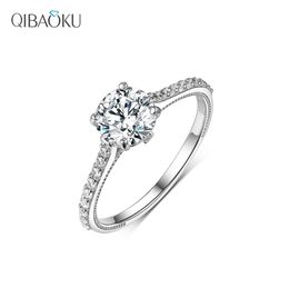 Solid 14k 18k White Gold Round Moissanite Engagement Ring for Women with Milgrain Romantic Wedding Rings for Couples Jewellery