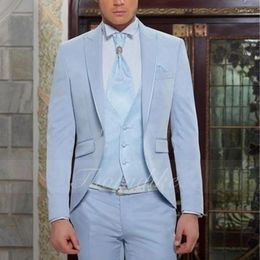 Men's Suits Thorndike Light Blue Groom Tuxedo For Wedding Peaked Lapel 3 Piece Slim Fit Men Dinner