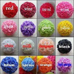 Decorative Flowers 6 Inch 15 CM Artificial Rose Silk Flower Kissing Balls Hanging Ball For Wedding Christmas Ornaments Party Decoration