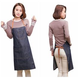 Aprons Long Denim Kitchen Cooking Apron Antifouling Uniform Unisex Adult Home Baking Cleaning319t