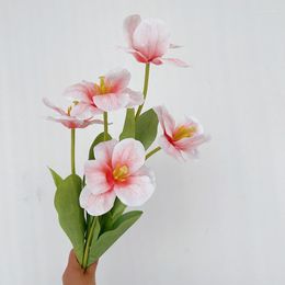 Decorative Flowers 3D Printing Silk Simulation Tulip Branches Fake Plant Home Balcony Decor Artificial Flower White Tulips Green Plants