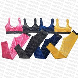 Velvet Fabric Yoga Outfit Women Sport Crop Top Elastic Waist Sport Pants Summer Breathable Leggings220x