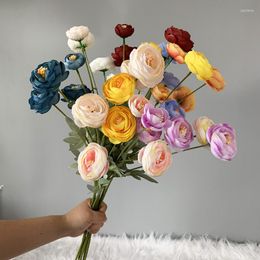 Decorative Flowers Artificial Flower Bouquet Silk Tea Rose Lotus 60Cm Fake Plant Wedding Home Garden Christmas Party Decoration Accessories