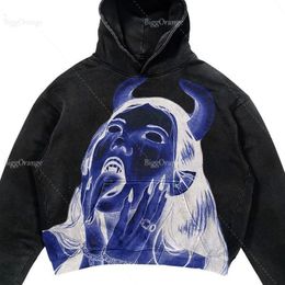 Men's Hoodies Sweatshirts Retro street fashion hip -hop printing sweater with men and women autumn couple jackets hoodies women 230721