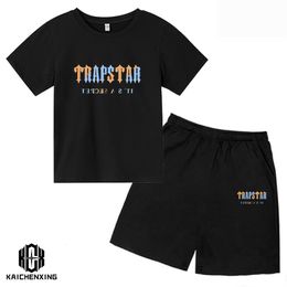 Tshirts Summer TRAPSTAR Tshirt Kids Boys Beach Shorts Sets Streetwear Tracksuit Men Women Clothes Girls Sportswear 230803