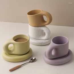 Water Bottles Nordic Ins Style Pangpang Fat Mug Creative Novelty Cup And Saucer Coffee Ceramic