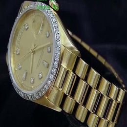 Brand New Quality Day-Date President 18k Yellow Gold Watch w Gold Diamond Dial Bezel Men's Sport Wrist Watches Automatic Mens236C