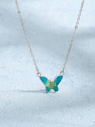 2023 New French Butterfly Necklace S925 Sterling Silver Fashion Versatile Style Light Luxury Advanced Design Sense Necklace Female