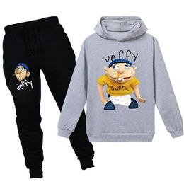 Teenmiro Cartoon Jeffy Kids Sport Suit Boys Clothing Sets Girls Hooded Sweatshirt Pants Children Tracksuit Outfit Teenagers Pullov2572