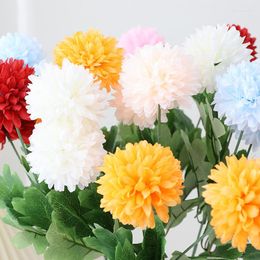 Decorative Flowers Simulated Flower 2 Headed Chrysanthemum Home Decoration Arrangement Colourful Ball