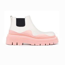 White Women Man BOTTEGA boots luxury Tyre Lean Leather Chelsea Women's booties Men Lug platform chunky shoes lady Knight low top boots designer boot 35--45 AAHJJX