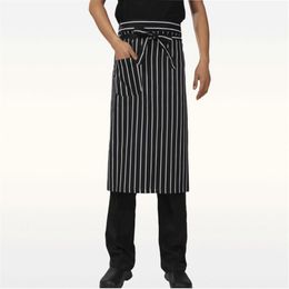 Chefs Waiters Kitchen Cooking Aprons Men's Chef Black Unisex Half Long Bistro Apron with Single Side Pocket312b