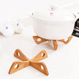 Table Mats Cross Tray Holder Wooden Removable Mat Anti-Heat Steam Household Kitchen Anti-Slip Gadget