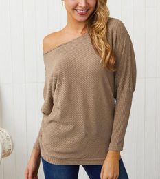 Women's Sweaters Sexy One Shoulder Knitted Sweater Women Asymmetrical Puff Sleeve Pullovers Female Jumper Ladies Autumn Winter CL23