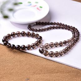 Pendant Necklaces Natural Tea Crystal Round Bead Faceted Male Necklace 128 Female Tower Chain Jewelry For Couples