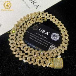 Fine Jewellery Guy 12mm14mm 16mm 18mm 20mm 925 Sterling Silver Bagutte Vvs Moissanite Diamond Cuban Link Chain Necklace