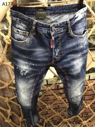 Mens Jeans 2013 men or women Hole patch splicing technology highquality cotton paint cloth blue Street small leg jeans A177 230721