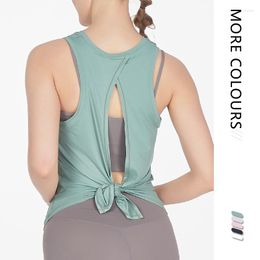 Active Shirts Style Pretty Back Fashion Yoga Running Fitness Dance Clothes Blouse Solid Colour Sleeveless Ladies Home T-shirt