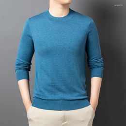 Men's Sweaters Mens Silk Wool Knit Tee Shirts High Quality Round Neck Slim Sweater Male Long Sleeve Clothes Pullover Jumpers