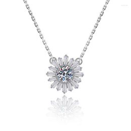 Chains S925 Sterling Silver Snowflake Necklace Female China-Chic Small Daisy Set Diamond Pendant Tiktok Same 50 Cent Sunflower Chain