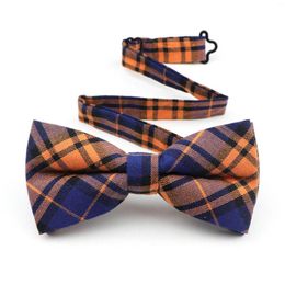 Bow Ties Men Fashion Bright Striped Plaid Soft Cotton Bowtie Double Fracture Butterfly Designer Cravat For Wedding England Style