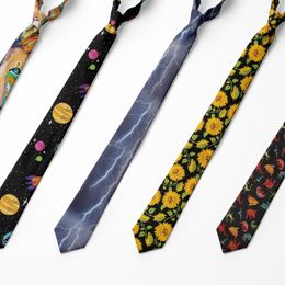 Bow Ties Classic Fashion Men's Tie Suit Accessories Neck Printed Polyester For Men 8cm Necktie Casual Funny Unisex's