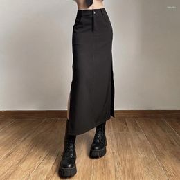 Skirts Goth Dark Elegant Mall Gothic Trumpet Women Midi Grunge High Waist Split Sexy Club Long Skirt Slim Party Streetwear