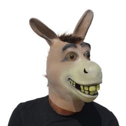 Halloween Mask Latex Donkey Mask Show Cosplay Funny Props Headgear Cartoon Animal Donkey Head Mask Party Masquerade Cosplay