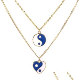 Pendant Necklaces Fashion Jewellery Love Heart Statement Taiji Bagua Charm For Lovers Colar Men Women Drop Delivery Pendants Dhzxu