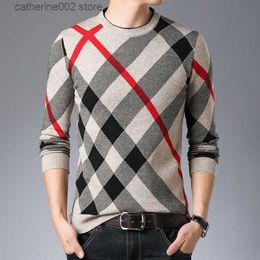 Men's Sweaters 2023 Fashion Brand Knit High End Designer Winter Wool Pullover Black Sweater For Men Autum Casual Lattice Jumper Mens Clothing T230724