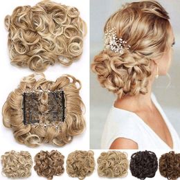 Synthetic Synthetic Hair Bun Chignon Messy Curly Hair Band Elastic Scrunchy False Hair Pieces For Women Hairpins Black Brown 230724