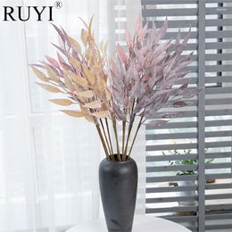 Decorative Flowers INS Artificial Green Plants Flocking Willow Leaves Eucalyptus Home Table Decoration Po Props Window Display Wholesale