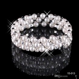 In Stock Faux Pearl Bracelet Bridal Jewelry Wedding Accessories Lady Prom Evening Party Jewery Bridal Bracelets Women Shippin286O
