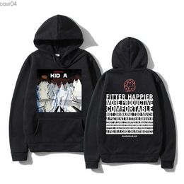 British Rock Band Radiohead Kid A Album Double Sided Print Hoodie Music Men Women Vintage Punk Hoodies Men's Fleece Sweatshirts L230625