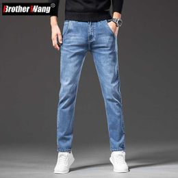 Men's Jeans 2023 Spring New Men Blue Regular Fit Jeans Stretch Fabric Smart Casual Denim Pants Anti-theft Zipper Design Male Brand Trousers L230724